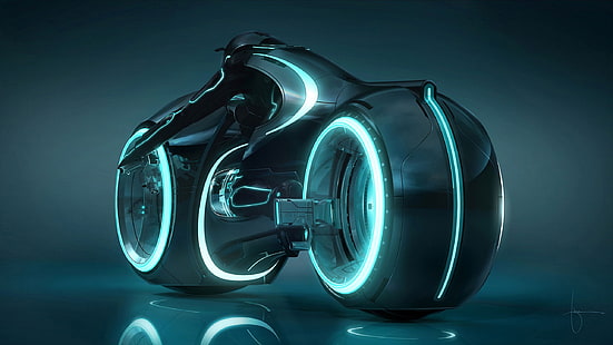 black Thorn Legacy motorcycle, Tron: Legacy, Light Cycle, fiksi ilmiah, film, Wallpaper HD HD wallpaper