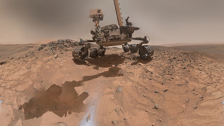 vehículo todo terreno negro, Curiosity, Mars, Rover, autorretratos, selfies, espacio, vehículo, marsscape, Fondo de pantalla HD