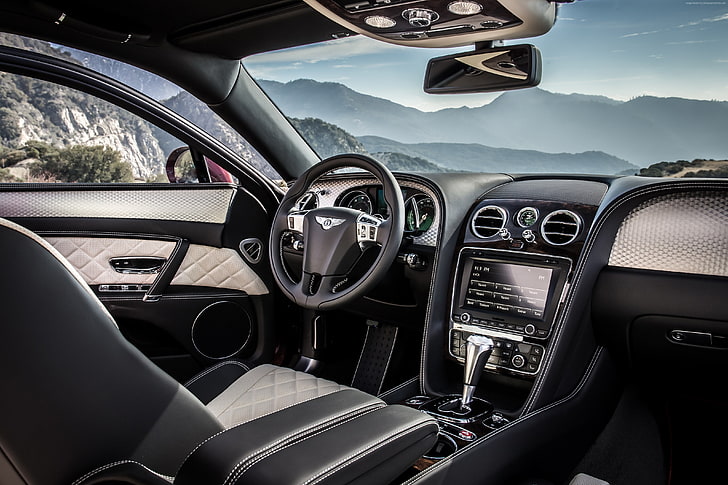 lujo, Bentley Flying Spur V8 S, Ginebra Auto Show 2016, interior, Fondo de pantalla HD