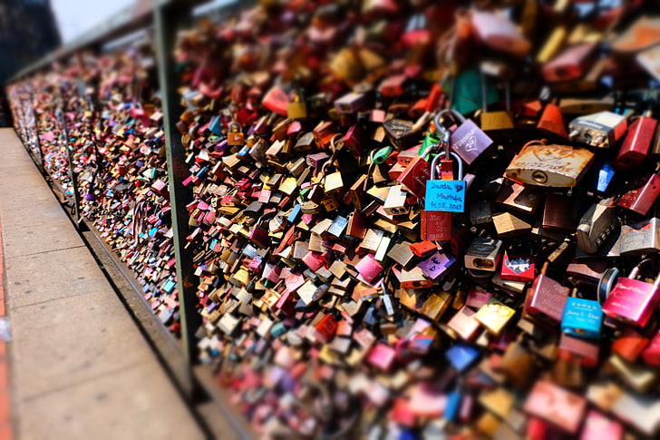 bridge, locks, love, Cologne, HD wallpaper