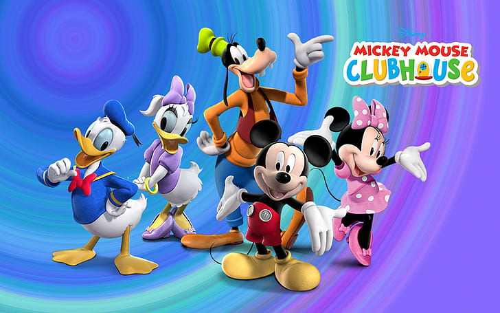 Mickey and Friends Clubhouse Disney Cartoon за деца Desktop Hd Wallpaper за мобилни телефони Tablet and Pc 1920 × 1200, HD тапет