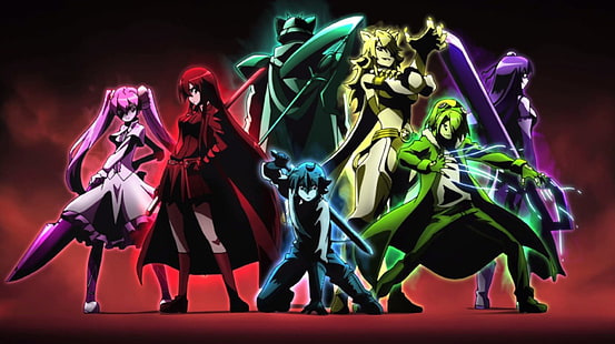 grupa postaci trzymających miecze cyfrowe tapety, Anime, Akame ga Kill !, Akame (Akame Ga Kill!), Bulat (Akame Ga Kill!), Leone (Akame Ga Kill!), Lubbock (Akame Ga Kill!), Mine (Akame Ga Kill!) Ga Kill!), Sheele (Akame Ga Kill!), Tatsumi (Akame Ga Kill!), Tapety HD HD wallpaper