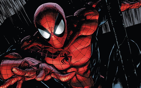 Spiderman, rouge, fantaisie, noir, bandes dessinées, Fond d'écran HD HD wallpaper