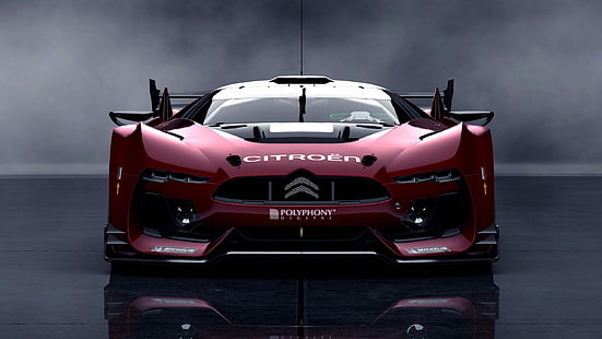 червен Citroen спортен автомобил, автомобил, Gran Turismo 5, Citroën GT, HD тапет HD wallpaper