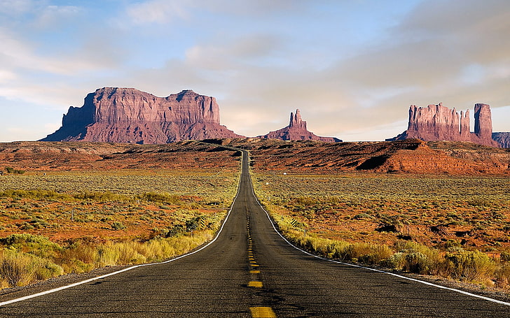 Desert, highway, landscape, Monument Valley, nature, road, HD wallpaper
