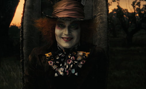 Mad Hatter, Alice In Wonderland (2010), Alice in Wonderland Hatter, Film, Alice In Wonderland, mad hatter, johnny depp, johnny depp sebagai mad hatter, Wallpaper HD HD wallpaper