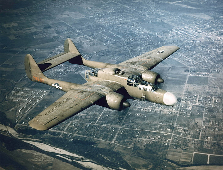 серый боевой самолет, Northrop, P-61, Черная Вдова, HD обои