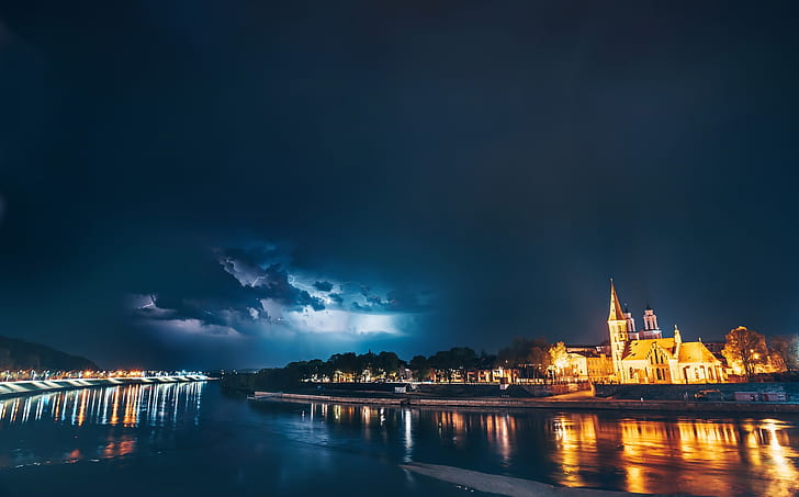 Nacht, die Stadt, Litauen, Kaunas, HD-Hintergrundbild