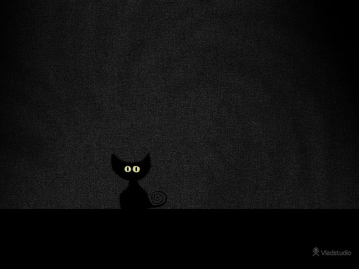 cat, Dark Background, Vladstudio, HD wallpaper
