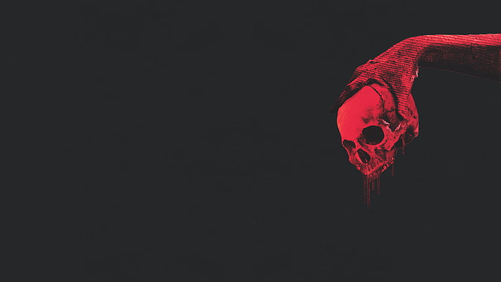 赤い人間の頭蓋骨の壁紙、頭蓋骨、黒、 HDデスクトップの壁紙