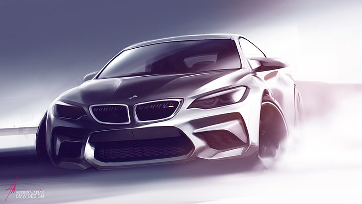BMW M2, car, vehicle, concept art, Drifting, artwork, HD wallpaper