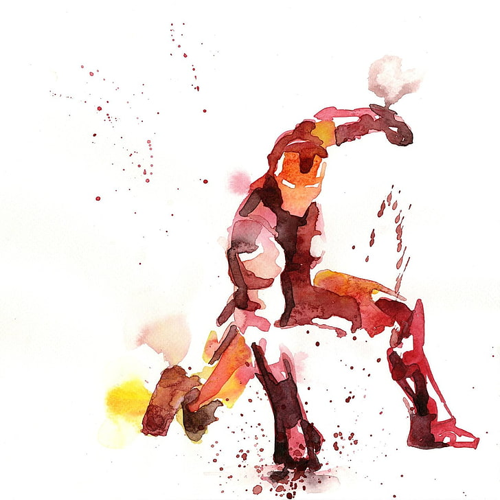 Peinture à l'aquarelle Ironman, Marvel Comics, Marvel Heroes, The Avengers, Avengers: Age of Ultron, aquarelle, éclaboussures de peinture, Iron Man, Fond d'écran HD