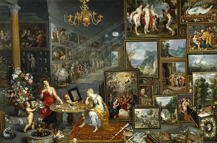 flores, interior, imagen, género, Jan Brueghel el viejo, La vista y el olor, Fondo de pantalla HD