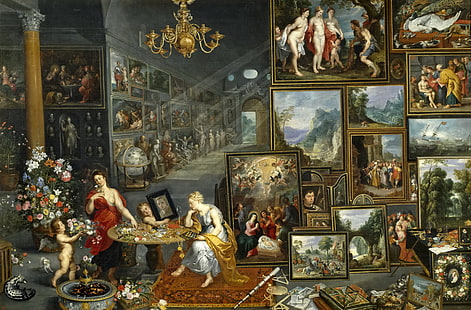 bunga, interior, gambar, genre, Jan Brueghel the elder, The sight and Smell, Wallpaper HD HD wallpaper