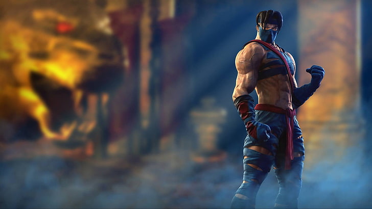 illustration of man wearing blue pants, video games, Killer Instinct , warrior, digital art, HD wallpaper