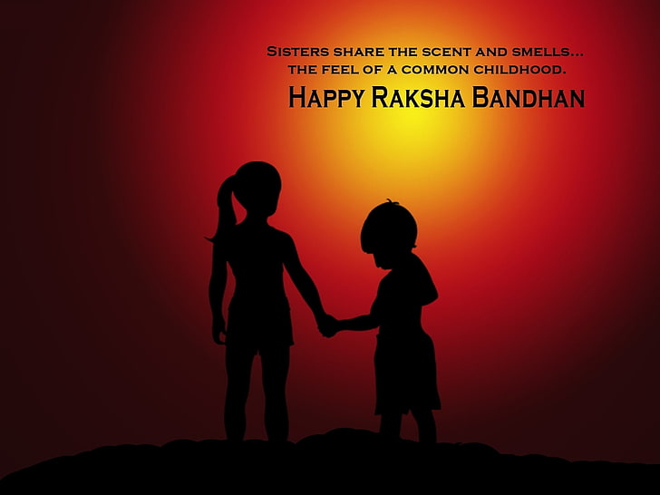 Брат и сестра Ракша Бандхан, плакат с Днем Ракша Бандхи, Фестивали / Праздники, Ракша Бандхан, фестиваль, праздник, сестра, брат, HD обои