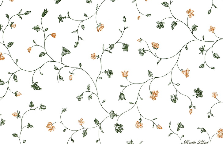 yellow and green petaled flowers wallpaper, flowers, comfort, pattern, texture, White background, risunok, HD wallpaper