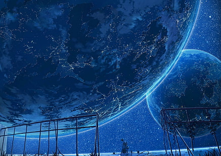 Planetas Space Fantasy Anime, espacio, fantasía, anime, planetas, fantasía espacial, Fondo de pantalla HD HD wallpaper