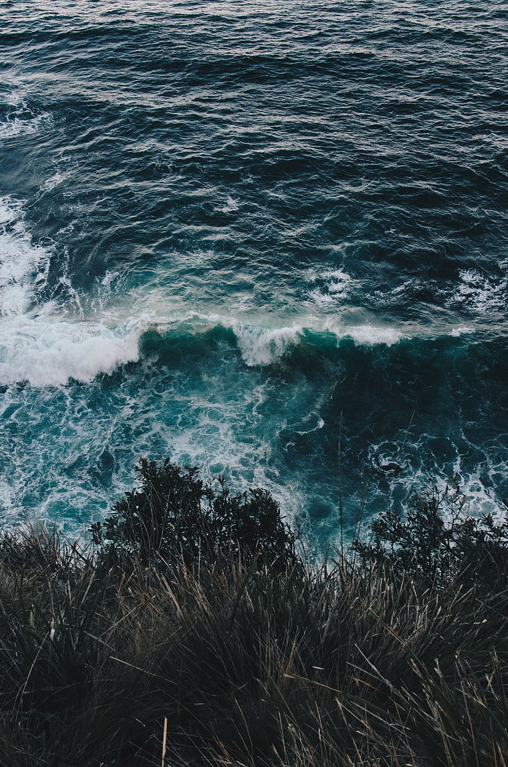 ombak lautan, lautan, berselancar, buih, pantai, Wallpaper HD, wallpaper seluler