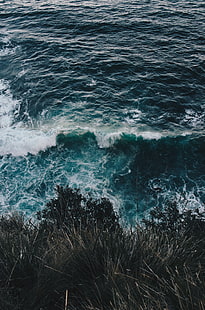 ombak lautan, lautan, berselancar, buih, pantai, Wallpaper HD HD wallpaper