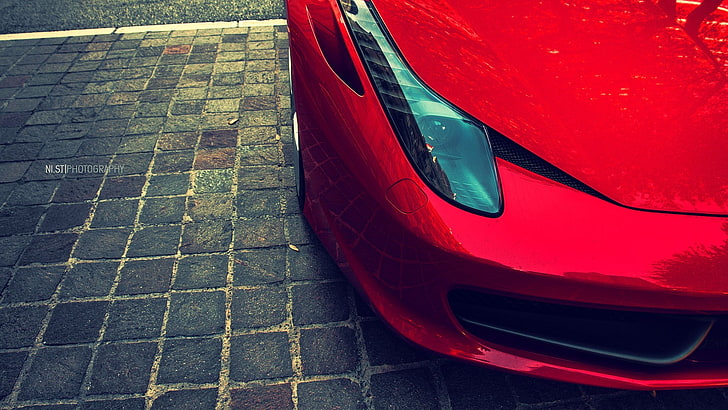 красный автомобиль, суперкар, Ferrari, Ferrari 458, 458 италия, HD обои