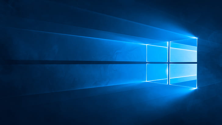 Windows 10, bleu, rayons, logo Windows 10, Windows 10, bleu, rayons, Fond d'écran HD