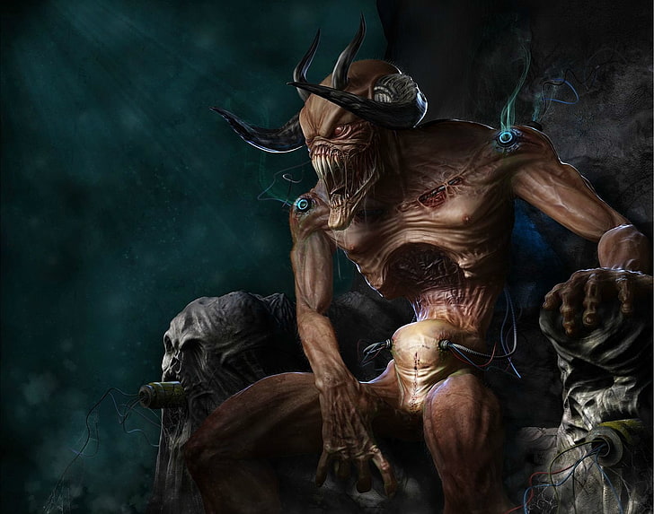 Dämon sitzt auf Throntapete, Dark, Demon, HD-Hintergrundbild