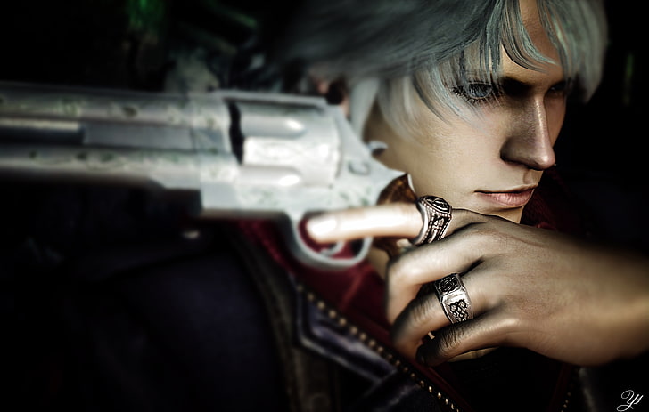 look, face, weapons, hand, ring, Nero, Devil May Cry 4, HD wallpaper