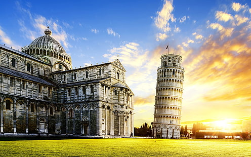Памятники, Пизанская башня, Италия, Пиза, HD обои HD wallpaper