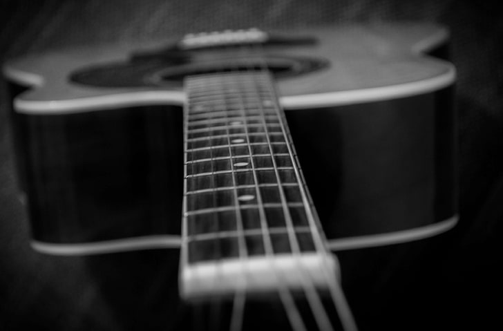 acoustic, bass, black and white, bowed stringed instrument, classic, dark, equipment, fret, guitar, guitarist, hobby, instrument, jazz, music, play, sound, strings, strumming, wood, HD wallpaper