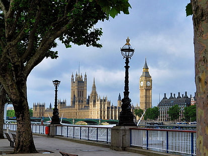 Бъкингамският дворец, Лондон, Лондон, часовници, градина, плаж, HD тапет HD wallpaper