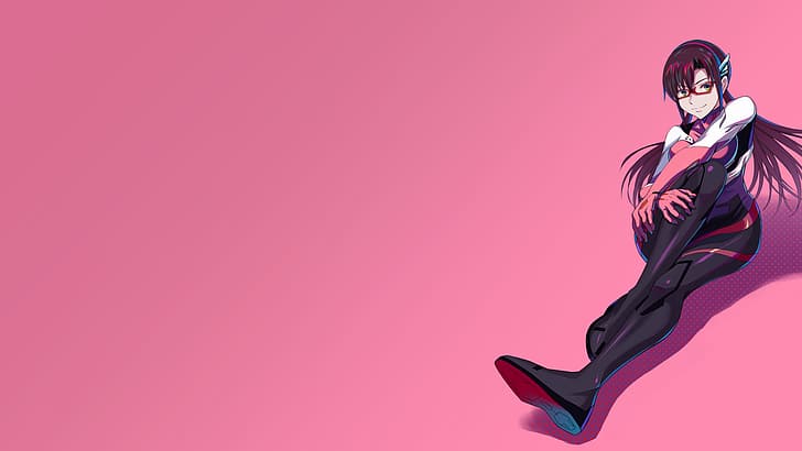 Neon Genesis Evangelion, Mari Makinami, Makinami Mari, plugsuit, pink background, glass, anime girls, HD wallpaper