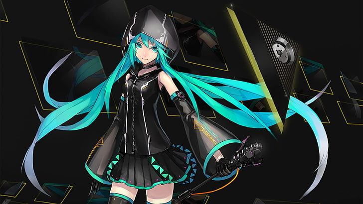 خلفية شخصية أنثوية ذات شعر أزرق مخضر ، Vocaloid ، Hatsune Miku ، zettai ryouiki، خلفية HD