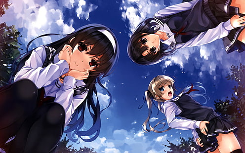 anime dziewczyny, mundurek szkolny, Saenai Heroine no Sodatekata, Kasumigaoka Utaha, Kato Megumi, Sawamura Eriri Spencer, Tapety HD HD wallpaper