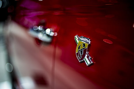 Fiat 500 Abarth, auto, macchine sfocate, rosse, Sfondo HD HD wallpaper