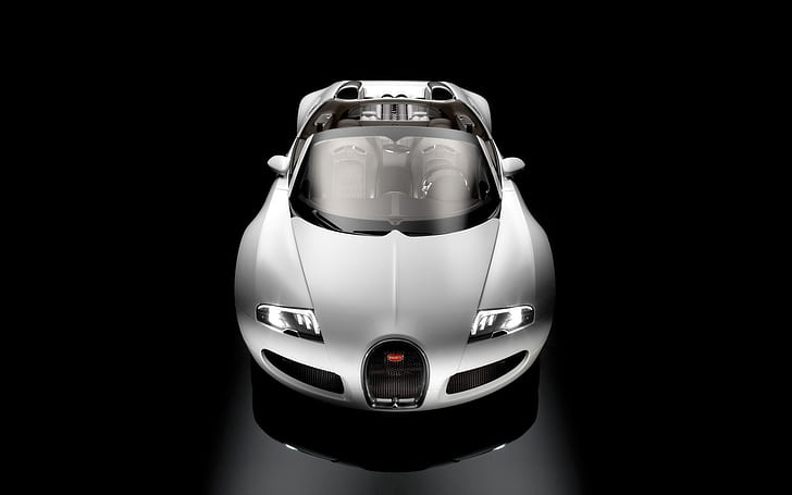 Bugatti Veyron 16.4 Grand Sport Production Version 2009 - Studio Front Top, Bugatti Veyron, Bugatti Veyron White, Sfondo HD