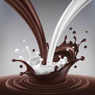 esguicho, chocolate, respingo, leite, HD papel de parede HD wallpaper