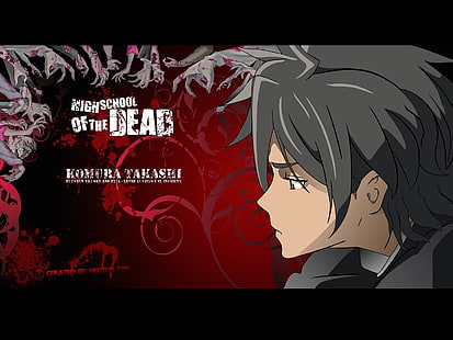 bedrucktes Schwarzweiss-Hemd, Highschool of the Dead, Anime, Komuro Takashi, HD-Hintergrundbild HD wallpaper