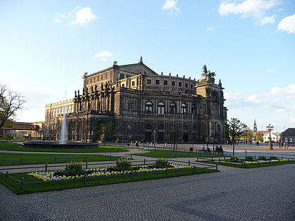 Германия, Дрезден, театър, сграда, Германия, Дрезден, театър, сграда, HD тапет HD wallpaper