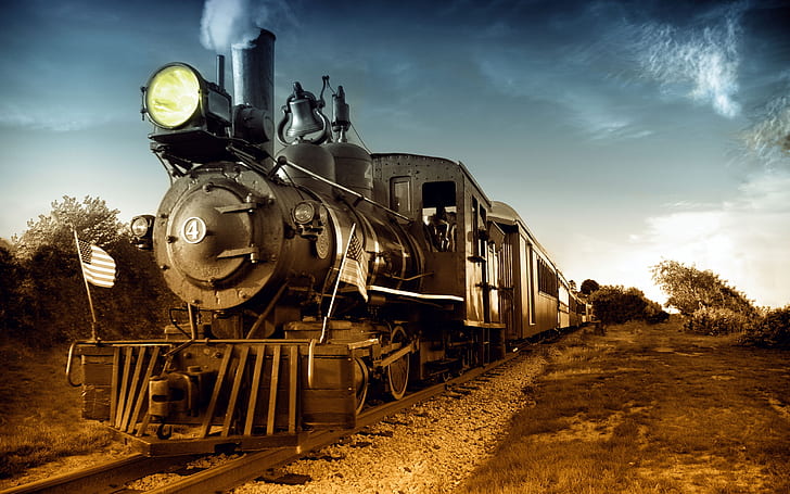 ノスタルジックな蒸気機関車、蒸気、列車、 HDデスクトップの壁紙