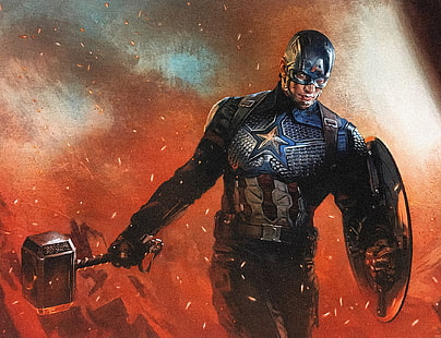 Os Vingadores, Avengers EndGame, Capitão América, Mjölnir, Steve Rogers, HD papel de parede HD wallpaper