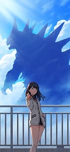 Anime, Anime Girls, Super Robot Taisen, SSSS.GRIDMAN, Takarada Rikka, langes Haar, schwarzes Haar, Solo, Kunstwerk, digitale Kunst, Fankunst, HD-Hintergrundbild HD wallpaper