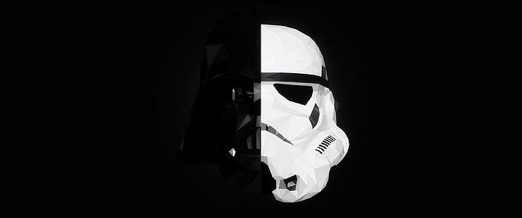 stormtrooper, Darth Vader, máscara, Star Wars, escisión, minimalismo, Fondo de pantalla HD HD wallpaper