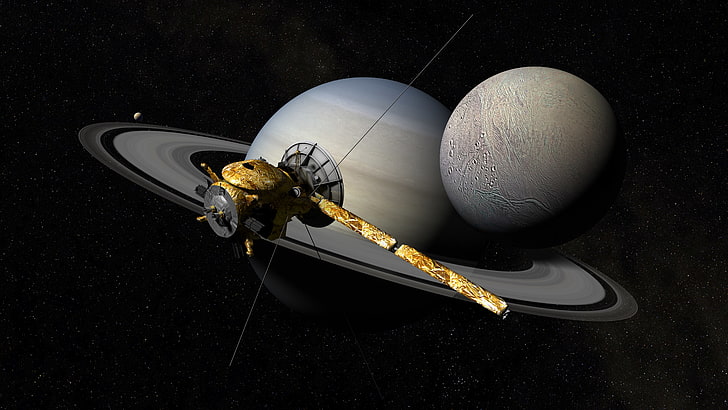 ruang, bintang, Saturnus, otomatis, pesawat ruang angkasa, Cassini-Huygens, Wallpaper HD