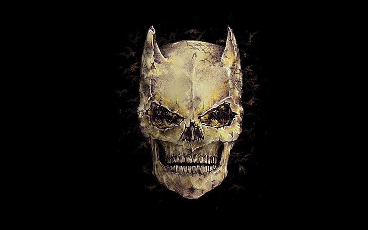 graficzna brązowa czaszka, czaszka, Batman, dzieło sztuki, Tapety HD