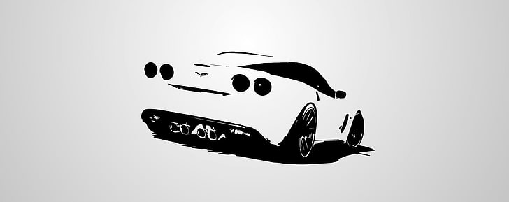 Corvette, бяло спортно купе, Aero, Vector Art, HD тапет
