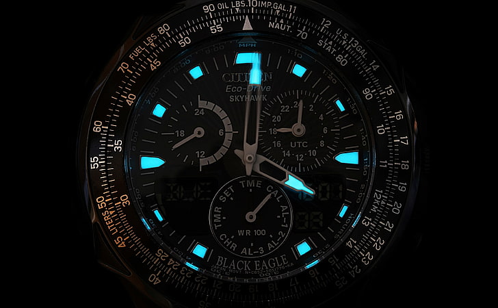 นาฬิกาข้อมือ Citizen นาฬิกาโครโนกราฟ Citizen Eco-Drive สีดำ Aero สีดำนาฬิกาข้อมือ citizen, วอลล์เปเปอร์ HD