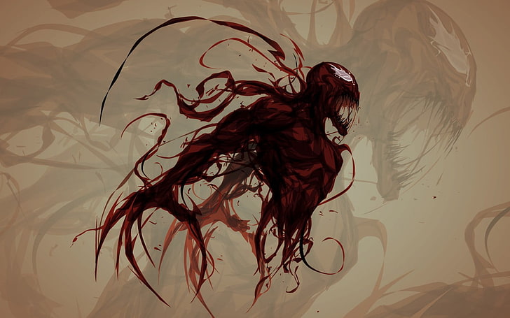 Marvel Venom digital wallpaper, Spider-Man, Marvel Comics, superhero, Carnage, artwork, HD wallpaper