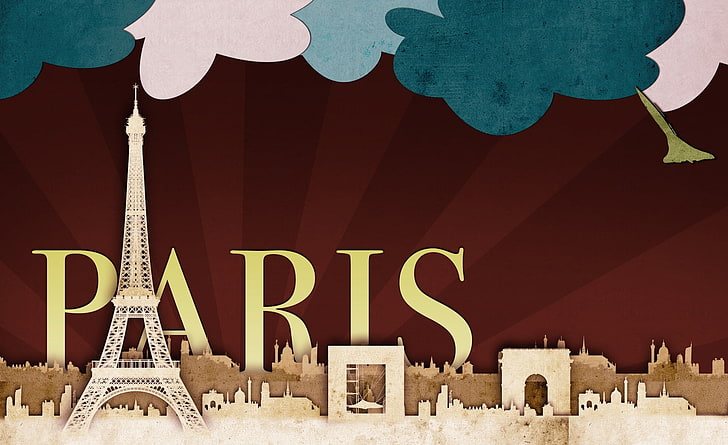 Paris, Torre Eiffel, Ilustração de Paris, Aero, Criativa, Paris, HD papel de parede