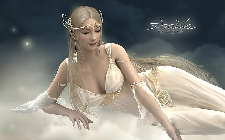 background, fiction, elf, picture, goddess Drada, Light Alliance, Shaiya: Light and Darkness, fantasy world, HD wallpaper